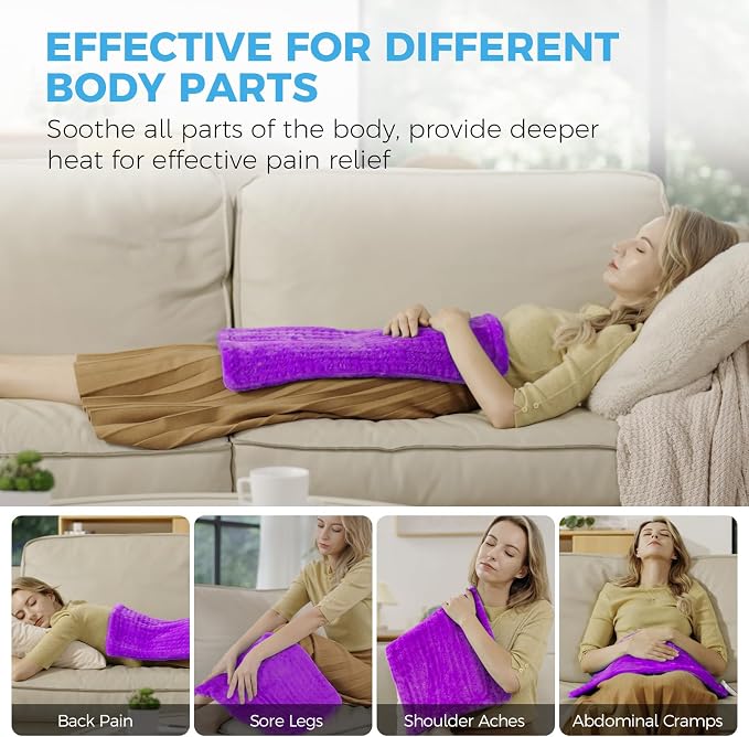 NOWWISH Heating Pad for Back, Period Cramps, Neck, Shoulder, Knee, 12x24 Inches Electric Throw with 6 Heat Settings, Timer and Auto Shut Off, Machine Washable, Birthday Gifts for Women, Purple