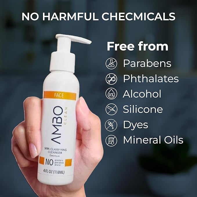 A.M.B.O. Clean Skin Clarifying Cleanser | Clean-Label Facial Cleanser with Aloe, Geranium & Eucalyptus | Removes Oil, Makeup & Buildup | Vegan & Cruelty-Free