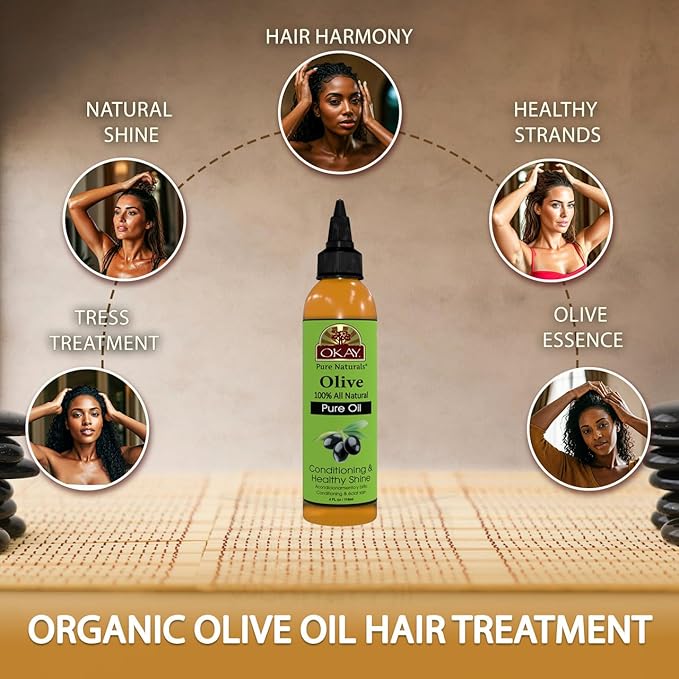 OKAY 100% Pure Natural Olive Oil for Skin & Hair - Cold Pressed Olive Oil for Skin Care, After Shower Body Moisturizer for Women & Men, Use for Massage, Hair Health - 4 Fl Oz (Pack of 1)
