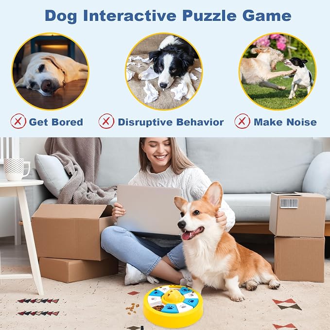 Interactive Dogs Toys for Slow Feeder, Pets Puzzle Feeders for Food Dispenser, Cat Treat Puzzle Feeder for Medium Small Dogs Cats IQ Training Reducing Boredom Intelligence Improving (Yellow)