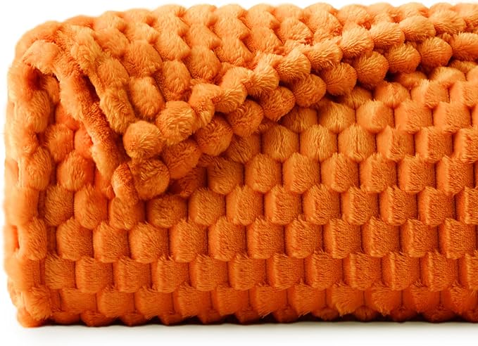 BEDELITE Fall Blanket for Couch, Soft Autumn Gifts for Women, Orange,60*80 | 3D Jacquard Decorative Fleece Blanket, Super Soft Plush Throws, Cute Birthday Gift for Women & Men, Suitable for Autumn