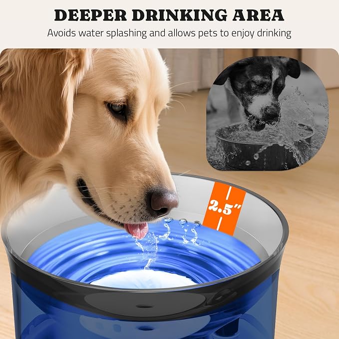 Pawtners 1 Gal/3.5L Dog Water Fountain,Elevated Dog Water Bowl Dispenser | Vortex Flow filter,Automatic Pet Water Fountain for Large Dogs Inside, Deep Drinking Area and Quiet Pump, 10" H