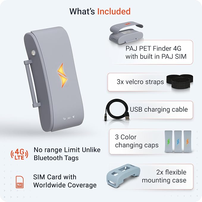 PAJ Dog GPS Tracker 3-Month Subscription Included, Real-time Pet Tracking