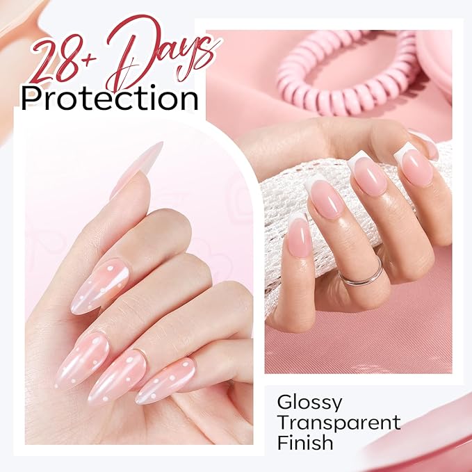 modelones Rubber Base Builder Nail Gel Polish, 6 Color Clear Nude Milky Baby Pink Jelly Brown 6 in One Strengthener Apex Building Extension for Weak Nails Long Last U V French Manicure Gift for Women