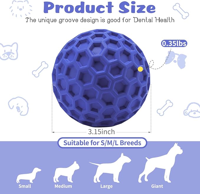 HIPPIH Indestructible Squeaky Dog Toys, Interactive Dog Balls 2 Pack