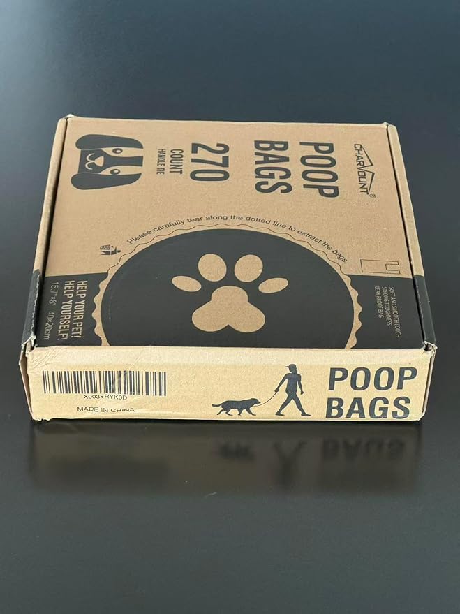 Charmount 270 Counts Unscented Dog Poop Bags Rolls with Handles | 16"x8"Extra Thick Pet Waste Bag, Leak Proof and Easy Tie, Cat Litter Bags, Pink