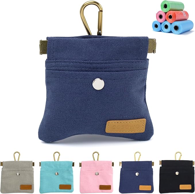 Dog Treat Pouch for Pet Training, Carabiner & Magnetic Buckle, Navy