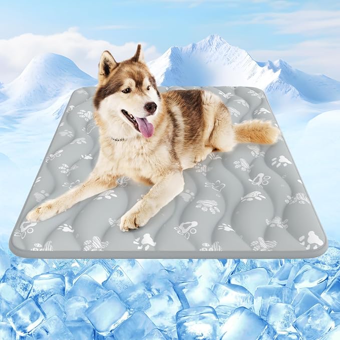36x27in Dog Cooling Mat with One-Way Moisture & Arc-Chill 3.0 | Color-Changing Cool Indicator. Washable, Non-Slip Pet Bed. One-Way Moisture Tech Keeps Cool & Dry for Floors, Sofas, Kennels