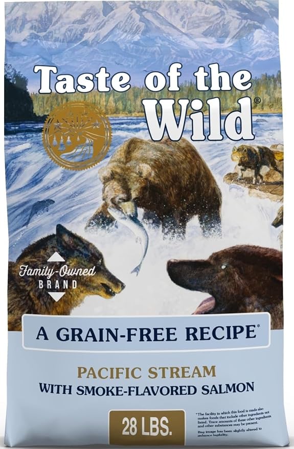 Taste of the Wild Pacific Stream Adult Dry Dog Food, Salmon, 28lb | Grain Free Recipe* | Nutrient Dense to Help Support Peak Health | Guaranteed Omega Fatty Acids to Help Support Skin & Coat
