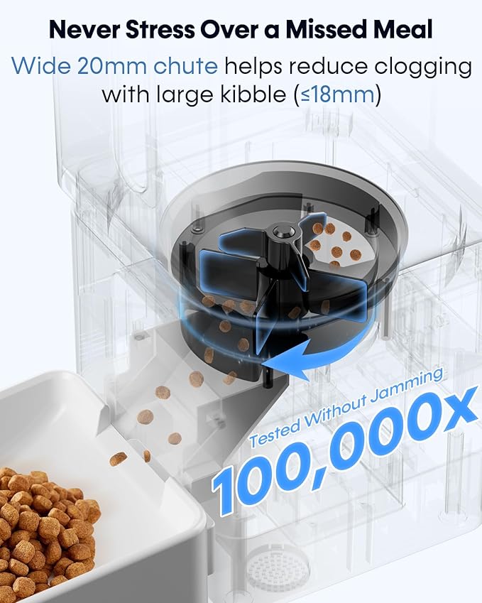Automatic Dog Feeder Large Breed: 12L Big Capacity, HD 1080P Camera | 50 Cups/20-Day Food Capacity, 1 Mins Easy Setup & Use App, Anti-Jam 18mm Large Kibble