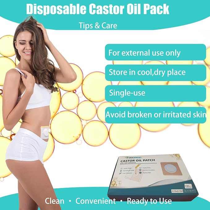 120PCS Disposable Castor Oil Belly Button Patch– Oil-Free, Self-Adhesive Cotton Core Wrap for Neck, Shoulders & Knees, No Wash, Anti-Seepage (White Square)