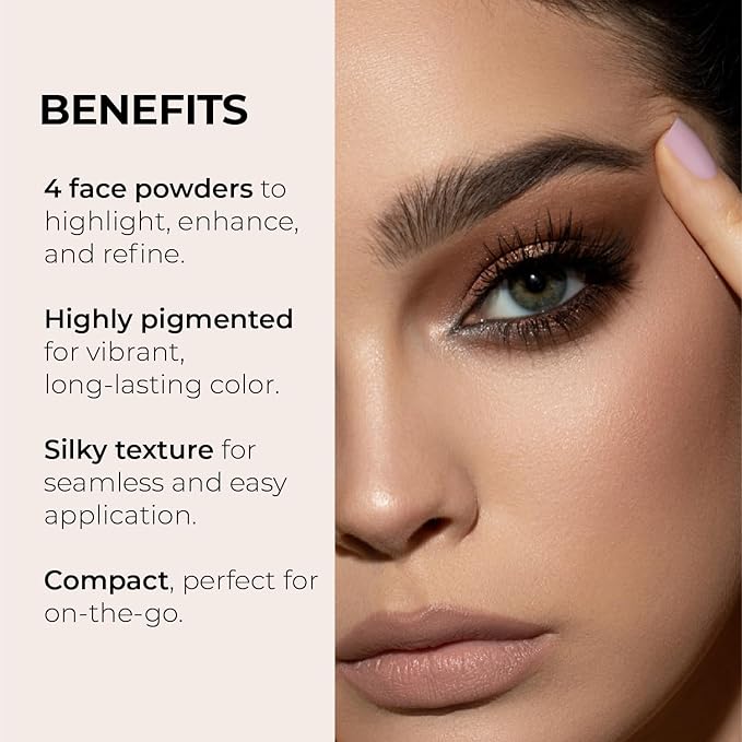 LUMINESS Complete Makeup Kit - Includes Face Palette, Airbrush Foundation, Primer and Brush - Silky, Long-Wearing, Easy to Blend, Perfect Makeup for Older Women, 4-PC Make Up Set (10 - Tan)