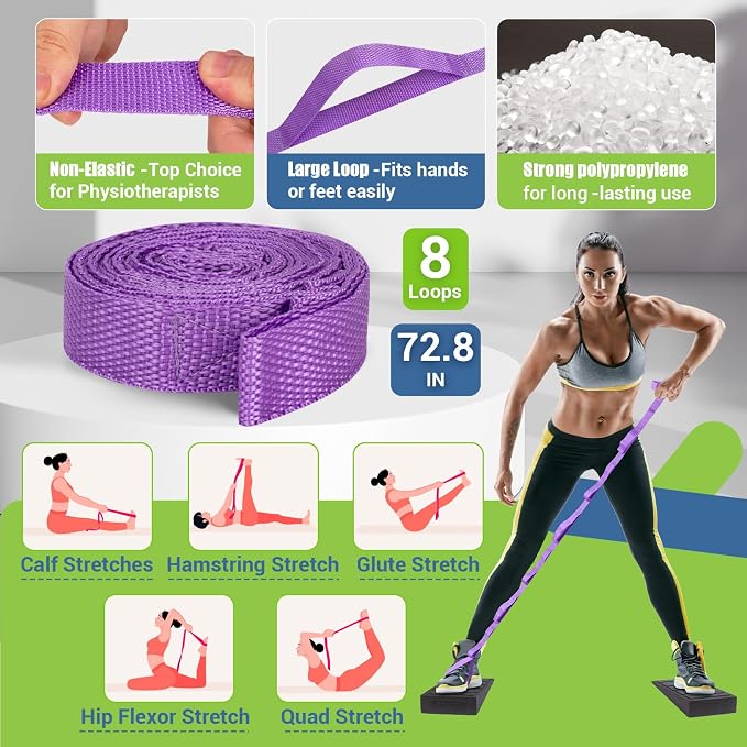 ODCPN Squat Wedge Block, 5 Adjustable Angles Slant Board for Calf Stretching with Stretching Strap & Poster, 520 LBS Heel Elevated Squat Wedge Capacity for Yoga, Ankle Physical Therapy & Mobility