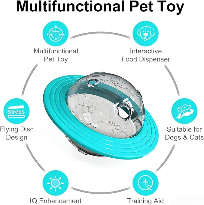 Dog Treat Dispenser Toy Planet Shaped Interactive Dog Toys Slow Feeder Treat Puzzle Dog Toy for Dogs Bite Resistant PC Roller for Training and Indoor Outdoor Play 6.5 in (Yellow)
