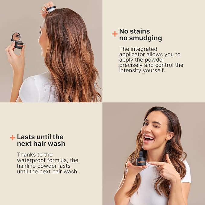 IMPERIO Root Touch Up Hair Powder for Concealing Hair Loss instantly - Hairline Powder for Women & Men - Water resistant Root Cover Up for Thinning Hair in Premium Hairdressing Quality (Dark Red)