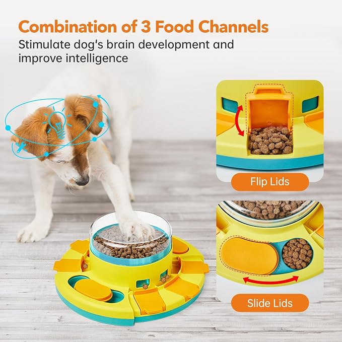 Potaroma Dog Puzzle Toy 2 Levels, Slow Feeder, Pup Food Treat Feeding Dispenser for IQ Training and Entertainment for All Breeds 4.2 Inch Height | Pup IQ Training and Entertainment for All Breeds 4.2 Inch Height