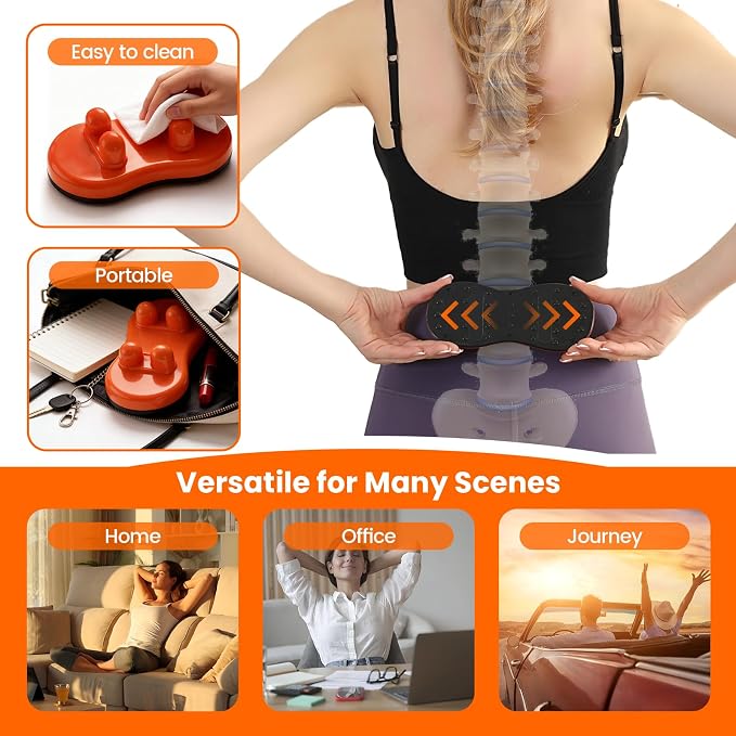 Manual Back Massager, Trigger Point Tool for Back Stretching | 4 Bumps Penetrate Deep Tissue，Prevent Muscle Stiffness，Improve Posture，Full Body Massage，lightweight 3.9 oz，portable