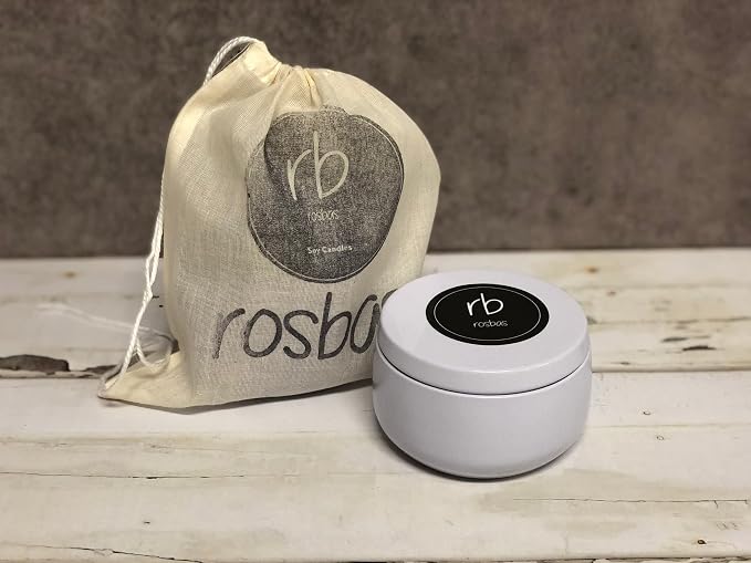 rosbas Black Sea Soy Wax Candle - 6 oz Tin in Drawstring Cotton Bag - Clean Burning for Seductive Aroma - White - Made in USA