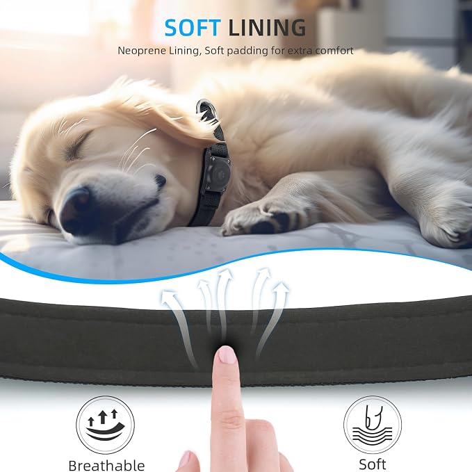 Upgrade Dog Collar with AirTag Holder, IP68 Waterproof, Black, XL | Built-in Water Resistant AirTag holder, 1000D Nylon, Reflective Stitching for Night Visibility, Soft padding for Comfort