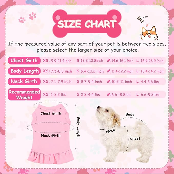 Weewooday 6 Pieces Dog Dresses Cats Shirt Skirt Dog Sleeveless Outfits Breathable Pet Dress with Ruffles Pet Sundress Outfits for and (M Size)