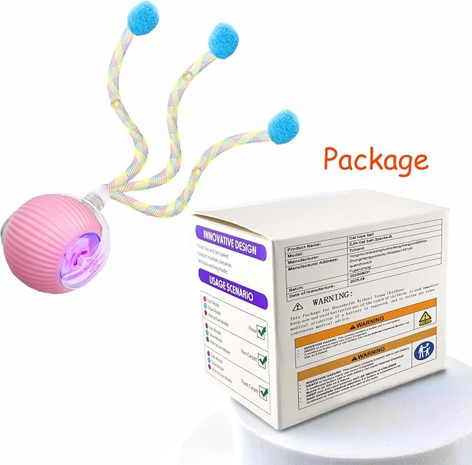 Speed 2.0 Tail Interactive Cat Toys for Indoor Cats, Moving Cat Toy | Chirping & Motion Activate Cat Toy, Smart Kitten Toys Rolling Ball Moving Ball, Electric Dog Cat Ball for Enrichment Exercise