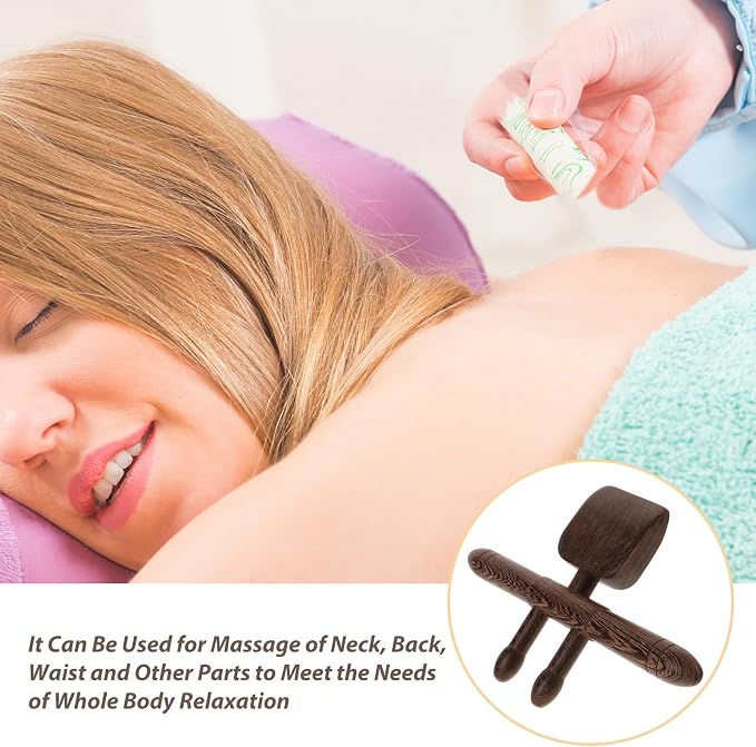 Holibanna Neck and Back Massager for Relaxing Muscle Handheld Wooden for Acupuncture Massage, Lightweight and Easy to Store Wood Massaging Tool for Families and Friends