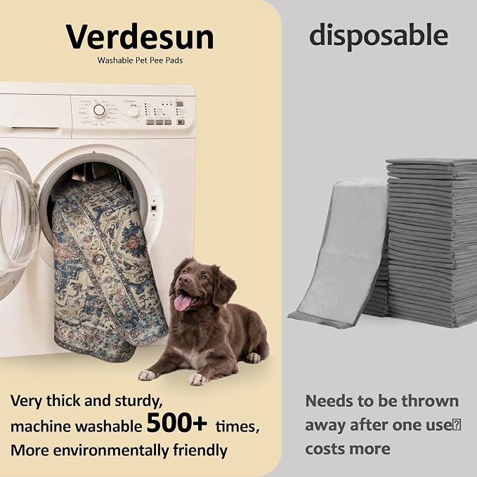 Washable Pee Pads for Dogs, Reusable Puppy Potty Training Pads, Ultra-Absorbent Thick Waterproof Leak-Proof Non-Slip Pads & Mat for Crate, Playpen, Floor, Whelping & Housebreaking , 2 Pack 48"x48"