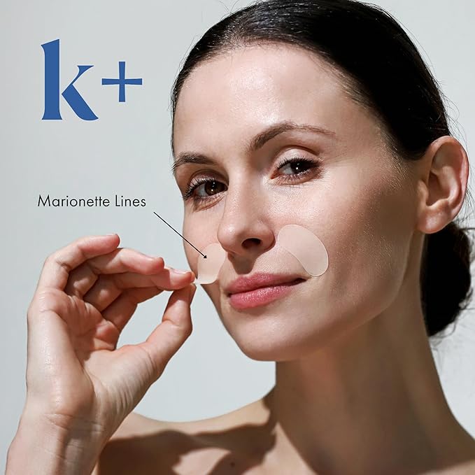 K+ Wrinkle Patches for Marionette, Smile Lines with Hyaluronic Acid, Adenosine and Peptides - Korean Overnight Mindful-Aging Facial Stickers (60 Count)