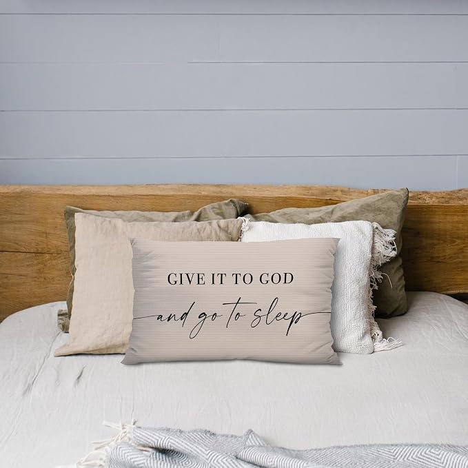 Give It to God and Go to Sleep, Decorative Corduroy Pillows Cover for Bed,Corduroy Pillows Cover for Bed,12x20 Inch Pillow Case,Decorative Corduroy Pillows Cover for Room（Tawny 12" x 20"）