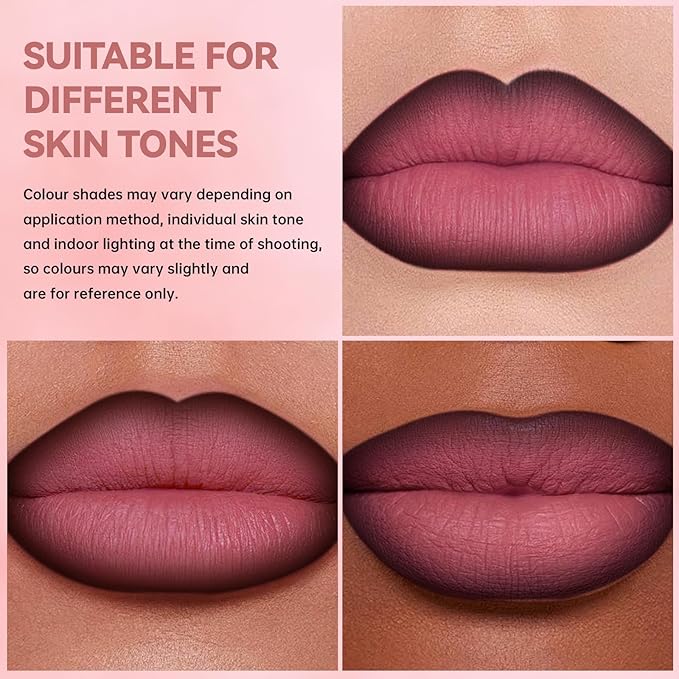 Lip Liner Gloss Lip Combo Set, 2 in 1 Lip Duo Dark Brown Lip Liner Lipstick Matte Velvet Natural Nude Pink Tinted Gloss Lip Kit, Smooth Quick Fuller Lip Makeup for Women07#Matte Mulberry