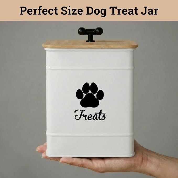 Dog Treat Container Airtight, 6"W x 8"H, Powder Coated, 12 Cup Capacity