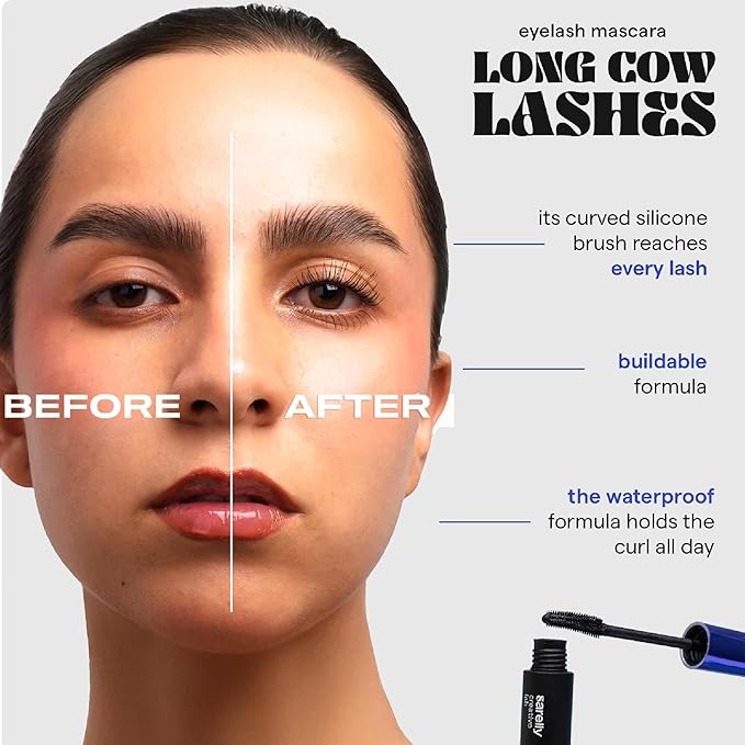 SARELLY, Long Cow Lashes Mascara, Waterproof, Nourishing, Lash-Conditioning, Clean Beauty, Sarelly Creative Lab