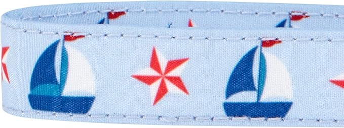 Blueberry Pet 4 Patterns Light Blue Starry Sailboat Designer Adjustable Tie Dog Collar, Small, Neck 12"-16"