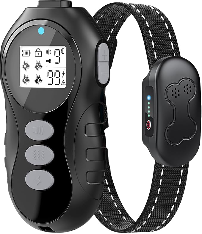 Dog Shock Collar with Remote Control, Waterproof Training Collar, Grey