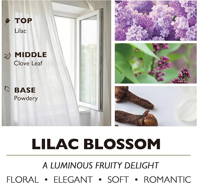 HomeLights 4-Wick Candles for Home Scented - 18oz Soy Wax Blend Candle Long-Lasting Fragrance, Bohemian Natural Textures Home Decor and Housewarming Gifts, Lilac Blossom