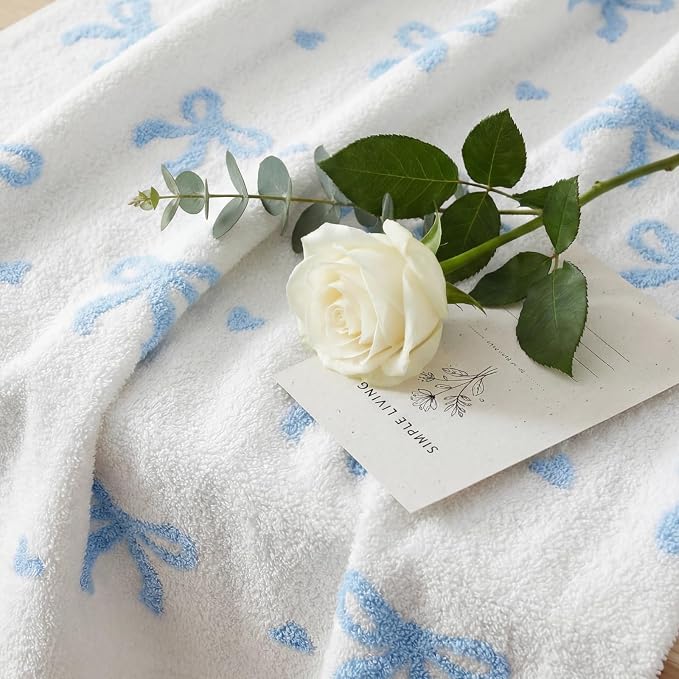 Soft Throw Blanket for Couch-Cozy Reversible Knitted Blankets | Lightweight Warm Fluffy Decor for Women, Mom, Her & Girls, Sofa, Chair, Bed, 50x60in,Bubble Bowknot Blue