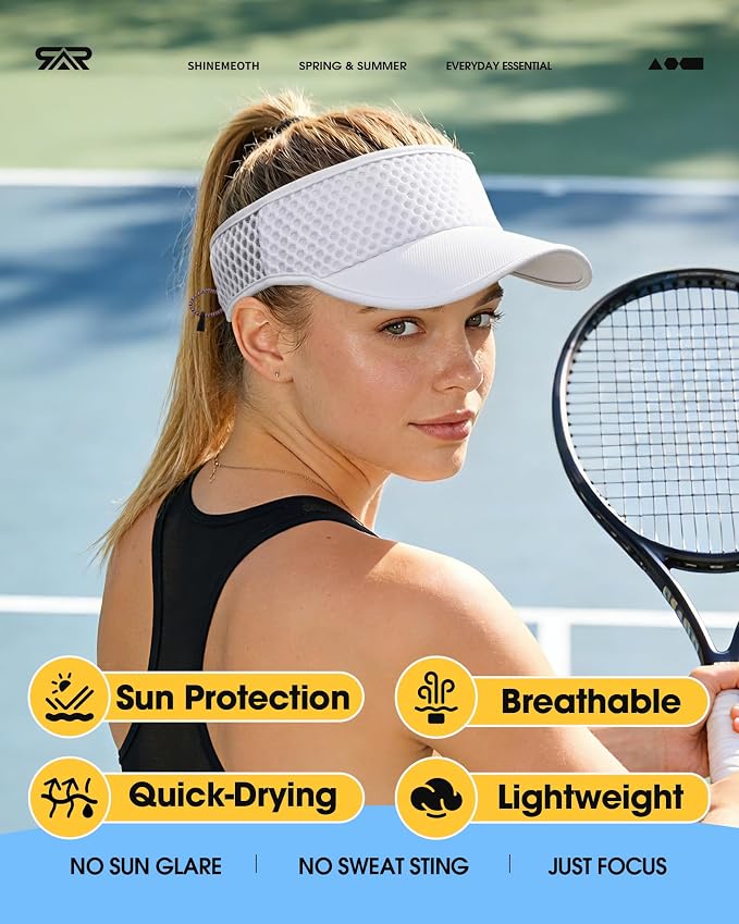 Mesh Breathable Sports Visor - Men Women Adjustable Lightweight Quick Dry Sun Hat for Tennis, Golf, Running