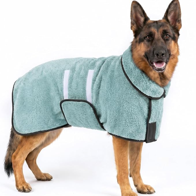 Dog Bathrobe, Super Absorbent for Small to Large Dogs, Light Green 2XL | Dog Robes with Soft Fleece, Warm & Cozy, Adjustable Fit, and Quick Drying Coat for Baths Swimming and Grooming