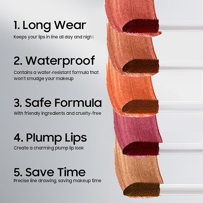 Lip Stain Peel Off - Waterproof Lip Liner, Long Lasting Transfer Proof & Smudge-Proof Lip Liner Stain Moisturizing Easy to Use Natural Lip Color (Coral)