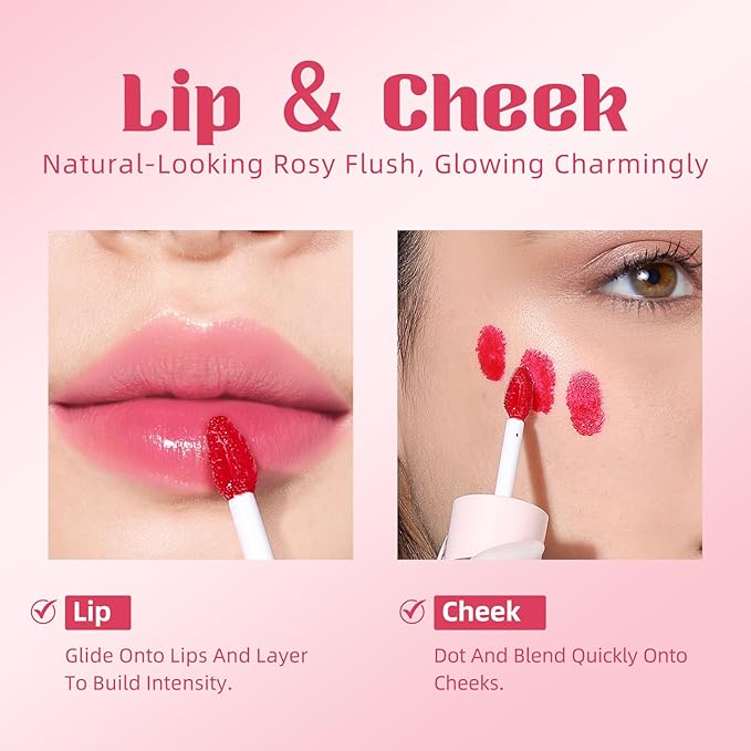 bayfree Liquid Cheek & Lip Stain, Korean Lip Tint with Moisturizing & Weightless, Non-Sticky, Long-Lasting, Kiss-proof, All Long-wearing, Vegan Makeup (Honey Peach)