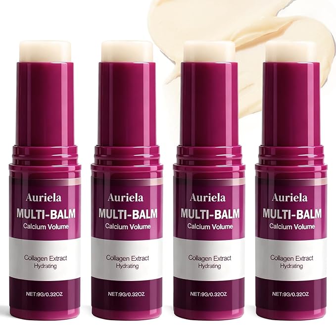 Auriela Calcium Volume Multi Balm,Calcium Multi Balm Stick,Anti Wrinkle,Anti-Aging,Long-Lasting Hydrating, Firming Skin, for Face, Eyes, Lips & Neck (Pack of 4)