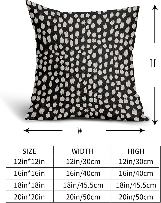 Sweetshow Black Cream Dots Pillow Covers 22x22 Set of 2 Boho Design Polka Dot Throw Pillows Modern Trendy Print Outdoor Decorative Pillowcase Square Linen Cushion Cases Decor for Sofa Couch Bed
