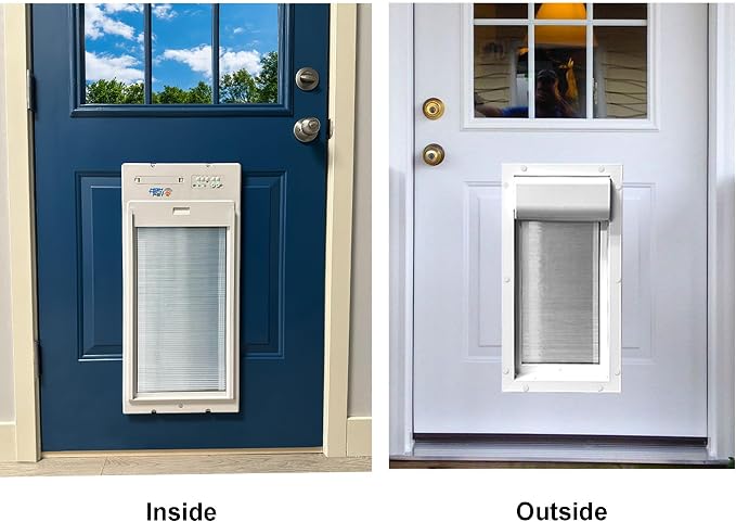 Power Pet Automatic ROLL UP Door by High Tech Pet Brand, Motorized Panel Rolls Up, Pet Collar Operated, Manual & WiFi App Control, Security Lockout Panel, 24/7 Exit & Entry Timers (Large, Door Mount)
