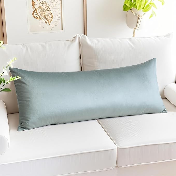 Artscope Luxury Velvet Lumbar Pillow Cover Super Soft Decorative Rectangle Throw Pillow Covers Case Cushion Covers for Sofa Couch Bedroom Car Decor 14x36 Inch Light Grey