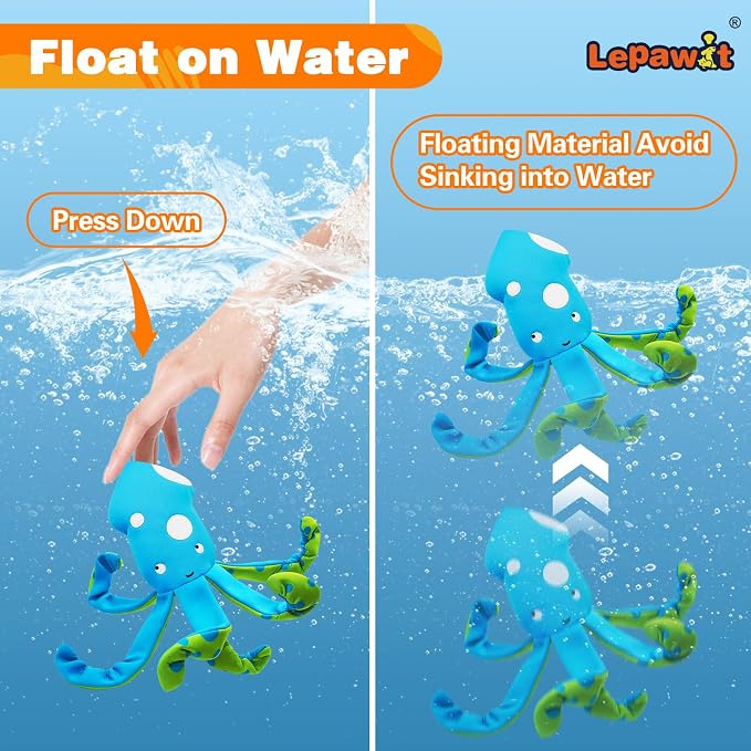 Squeaky Dog Toys, Floating Dog Toys for Indoor or Outward Play, Interactive Gifts for Small and Medium Dogs - Octopus