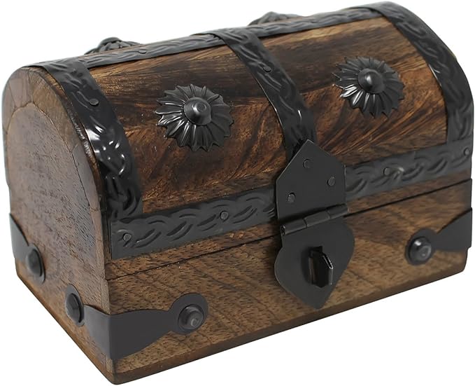Treasure Chest Keepsake and Jewelry Box Wood - Decorative Treasure Box