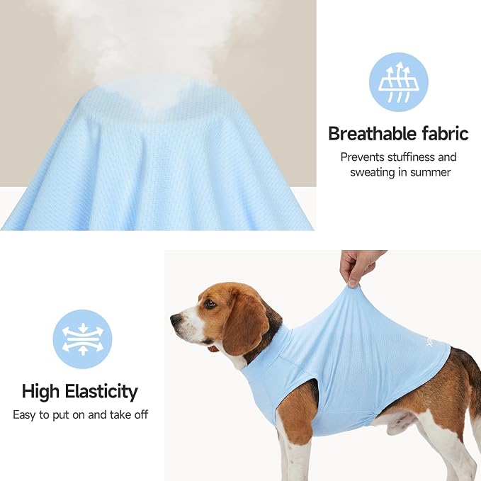 XPUDAC 2 Pack Sun Protection Dog Shirts, Quick Dry Breathable Dog T-Shirt Stretchy Lightweight Sleeveless Pet Summer Clothes for Large Dogs Sensitive Skin Soft Pet Tank Top Vest Boy,4XL