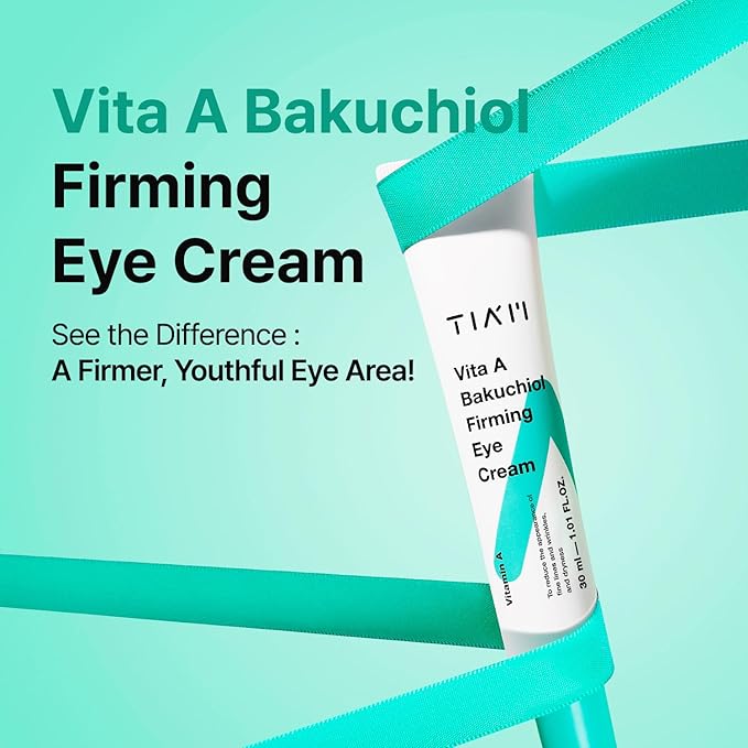 TIAM Vita A Bakuchiol Firming Eye Cream, 1.01 fl oz, Retinol Alternative Anti-Aging Cream for Wrinkles, Dark Circles, and Puffiness, Fragrance-Free Under-Eye Cream, Korean Skin Care