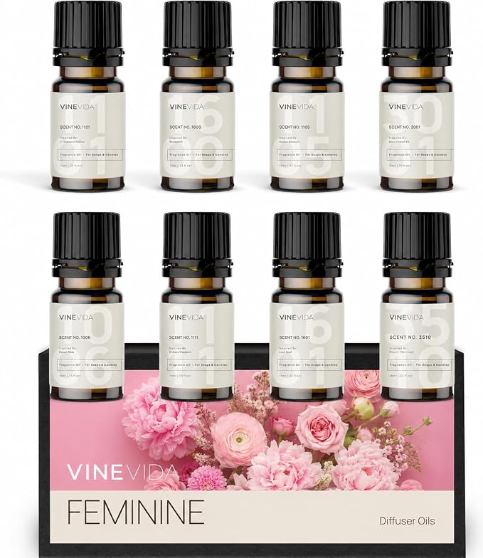 VINEVIDA Feminine Diffuser Oil Collection [Set of 8] - Scented Oil | Aromatherapy Diffuser Oils | Made in USA