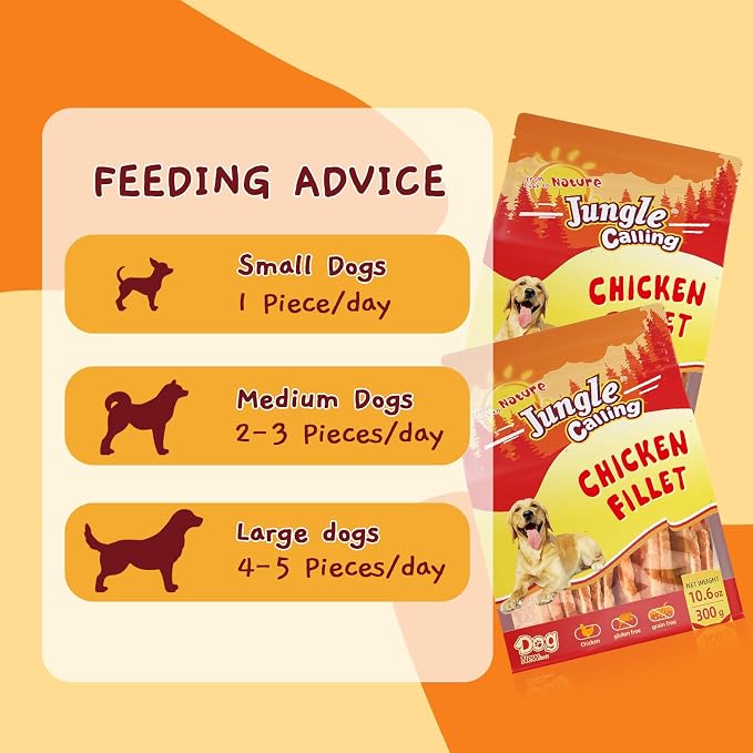 Jungle Calling Chicken Jerky Dog Training Treats, High Protein, 10.6 Oz | Rawhide Free, Stomach-Friendly, Healthy Muscles, Chewy for Dental Care, Easy to Tear, Behavioral Support Healthy Chews